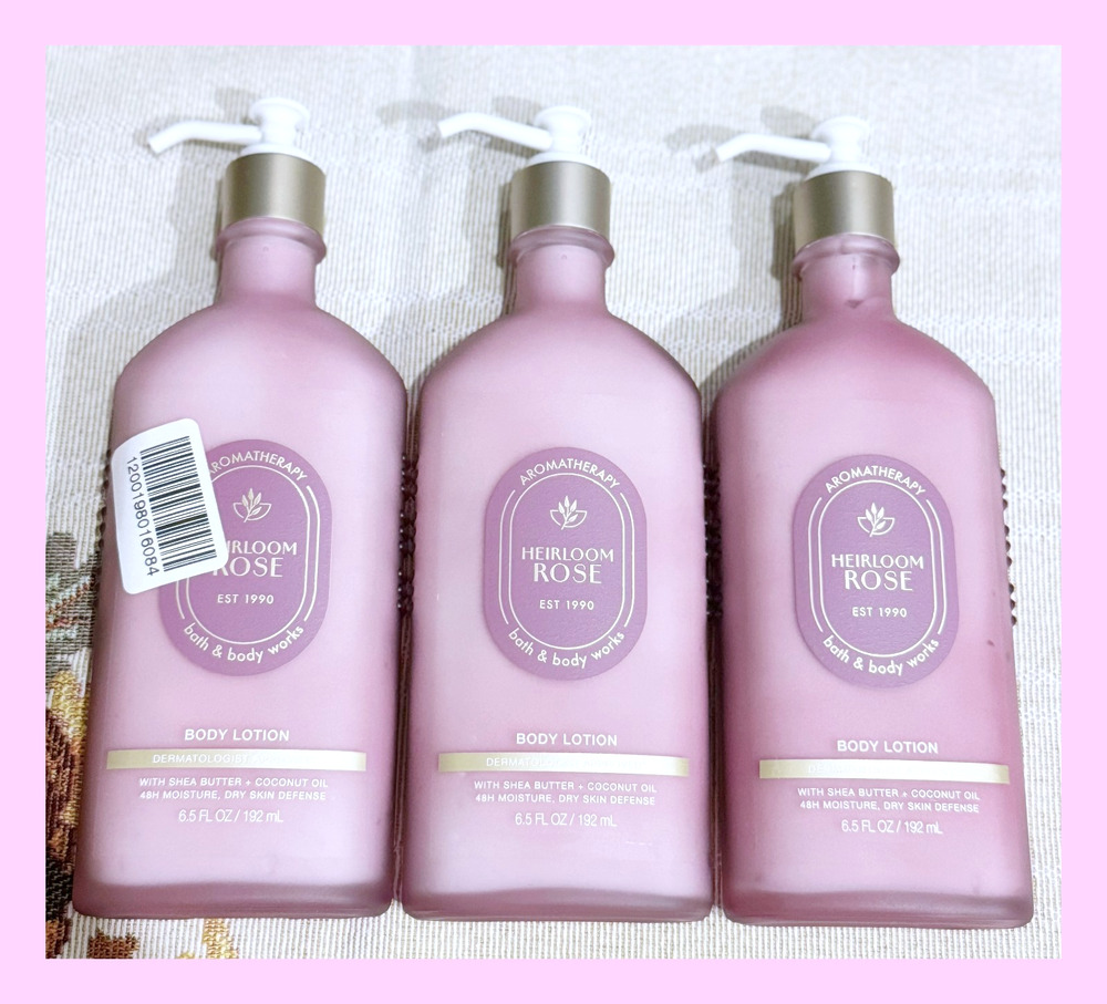 Bath & Body Works 6.5 oz Aroma Heirloom Rose Moisturizing Body Lotion x3